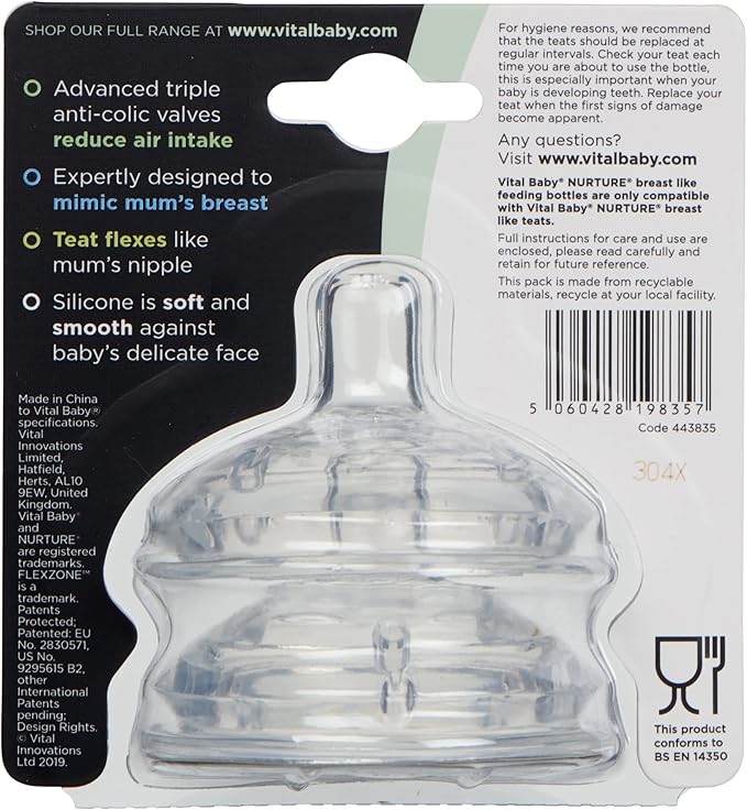 Vital Baby - Nurture Breastfeeding Teats Medium Flow (2Pk) |3 Months+